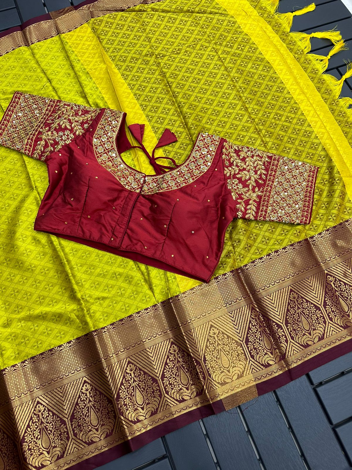 AAB Cotton Silk Embroidery Blouse Non Catalog Sarees
